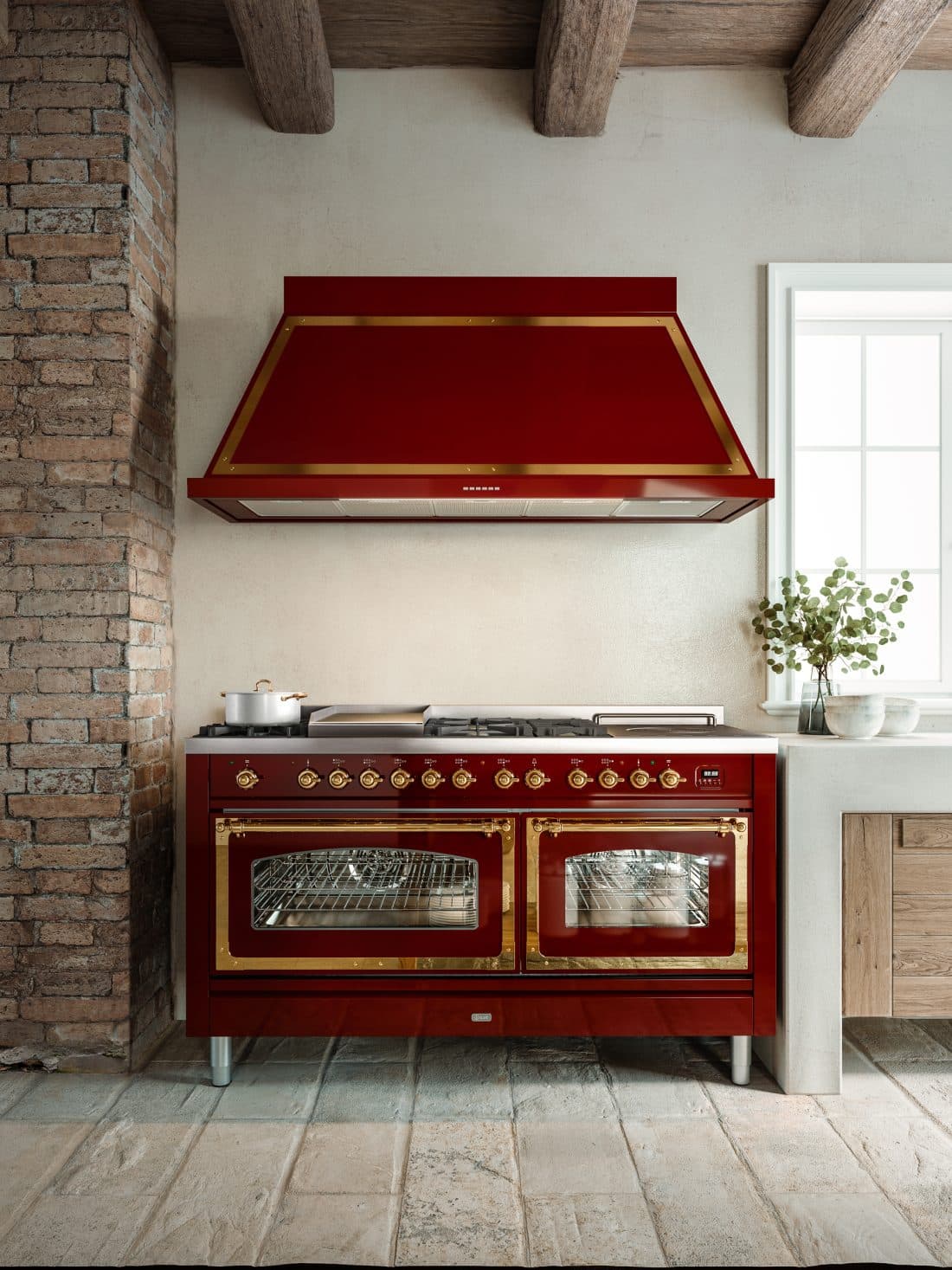 ILVE 150 cm gasfornuis en ILVE 150 cm ANB afzuigkap