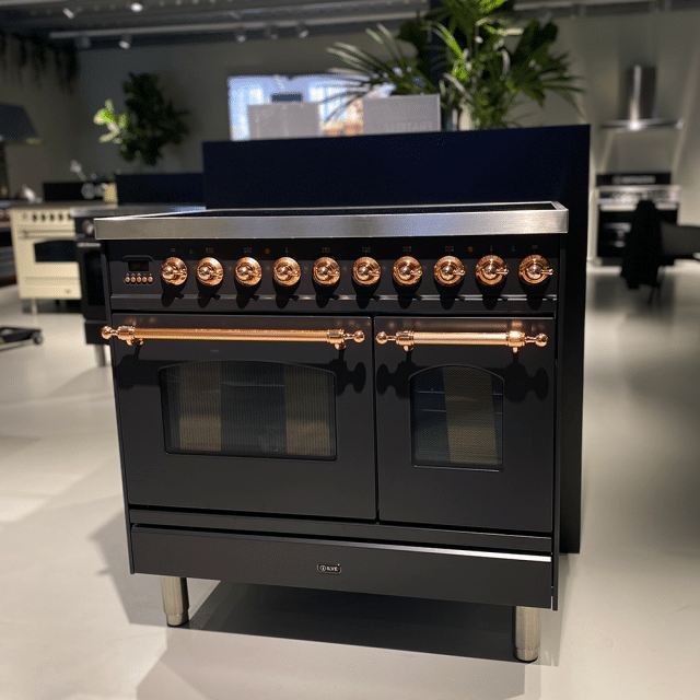 Showroom Deal 8211 Inductiefornuis 90cm Dubbele Oven 8211 Ilve Nostalgie 8211 Mat Grafiet Koper