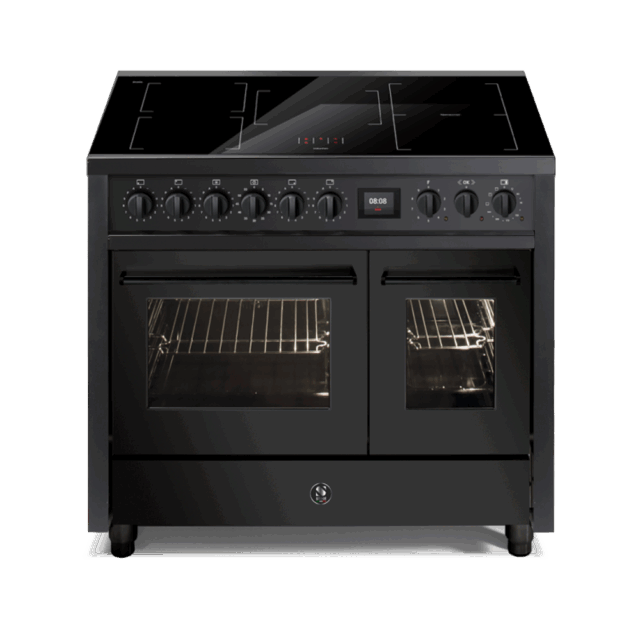 Steel Enfasi Inductiefornuis 100cm 2 Ovens All Black