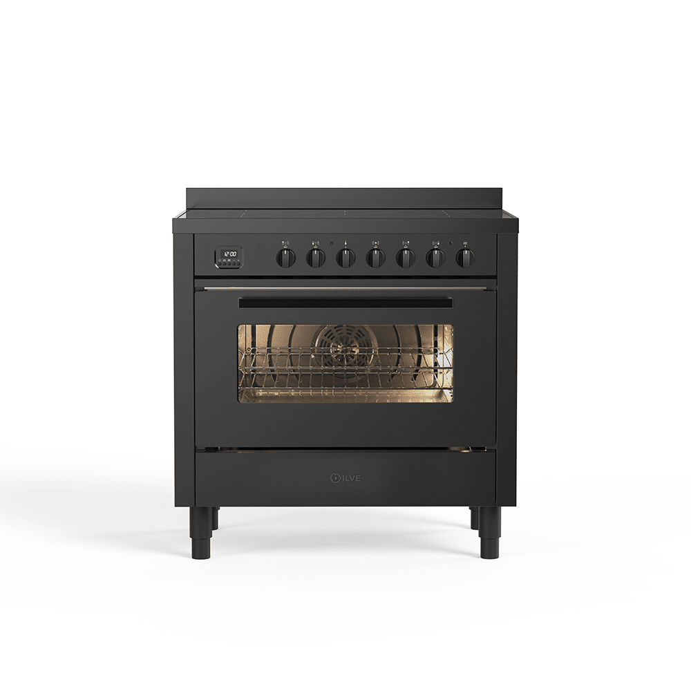 Ilve All Black Inductiefornuis 90cm Met Lade