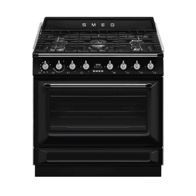 Smeg Victoria 90cm Gasfornuis Met 1 Oven 8211 Glanzend Zwart