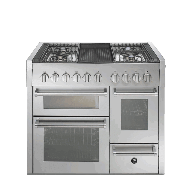 Steel Genesi Gasfornuis 100cm 3 Ovens 4 Pits